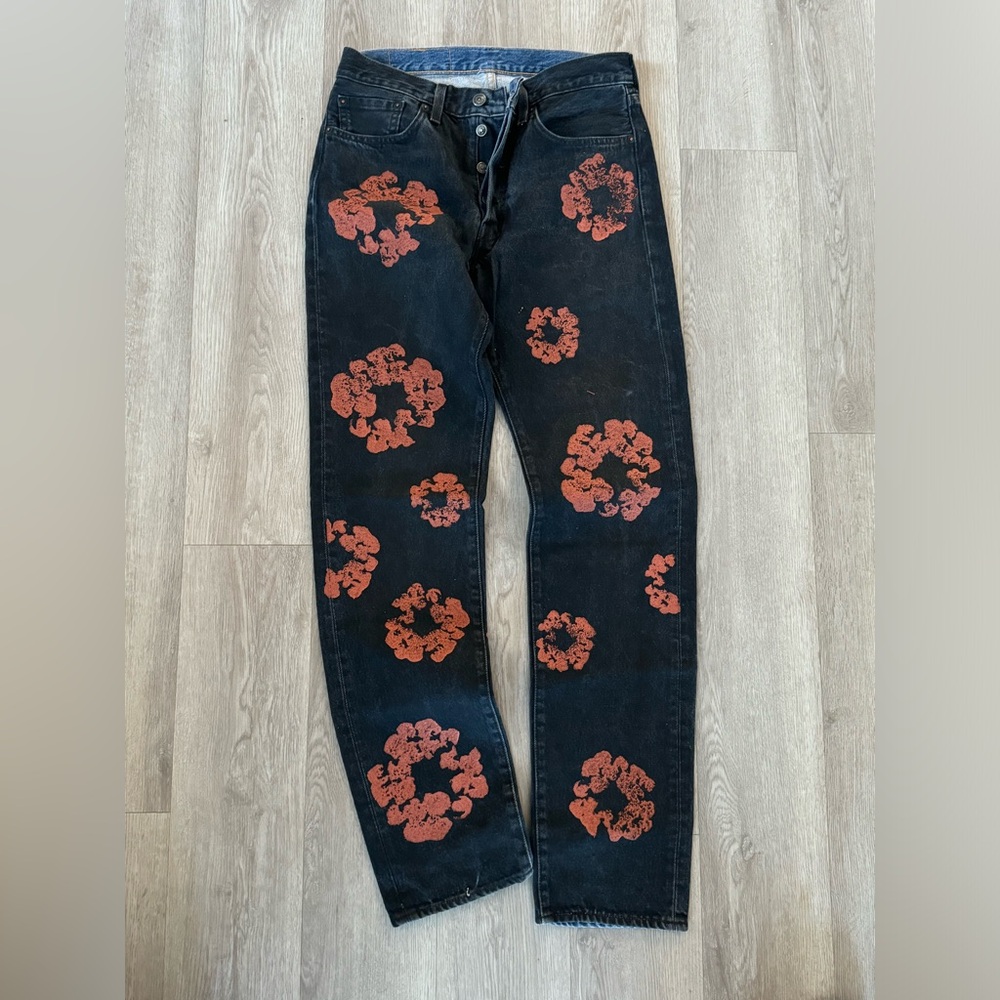 Denim Tears Levi's Cotton Wreath Black/Red Jeans